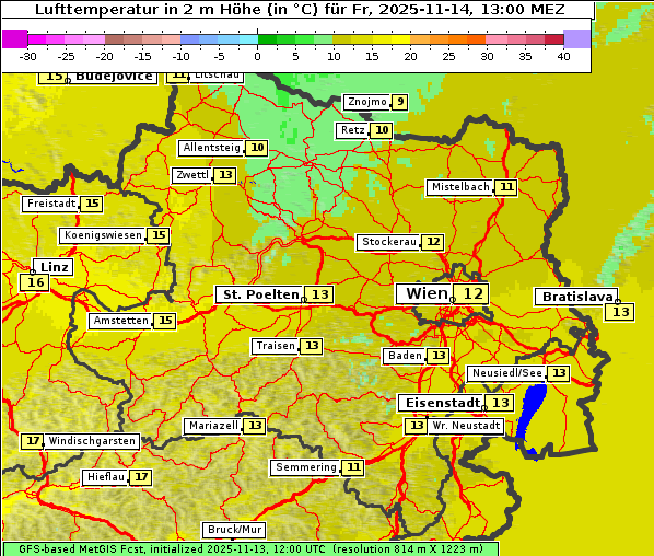Temperatur, 14. 11. 2025