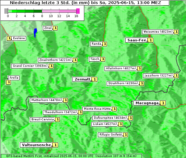 Niederschlag, 15. 6. 2025