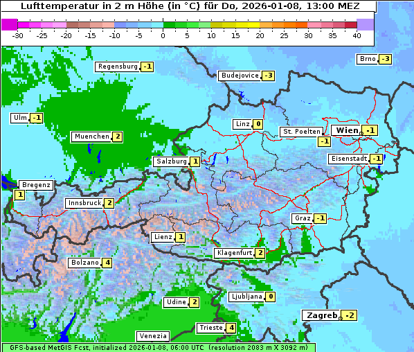 Temperatur, 8. 1. 2026