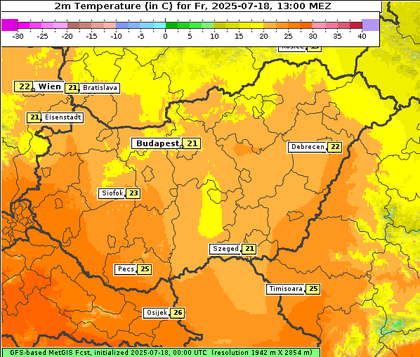 Temperatur, 18. 7. 2025