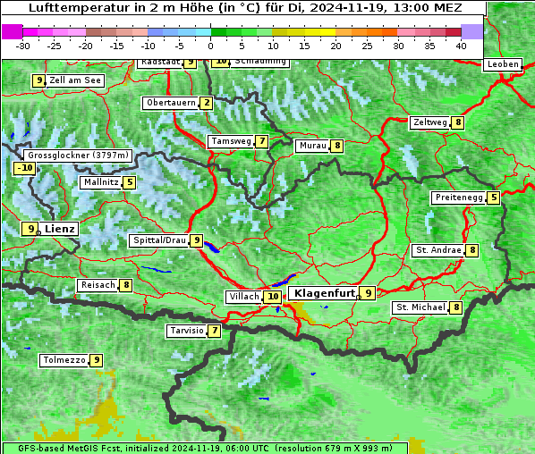 Temperatur, 19. 11. 2024