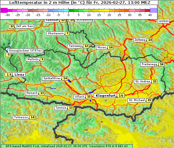 Temperatur, 27. 2. 2026