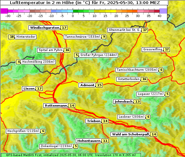 Temperatur, 30. 5. 2025