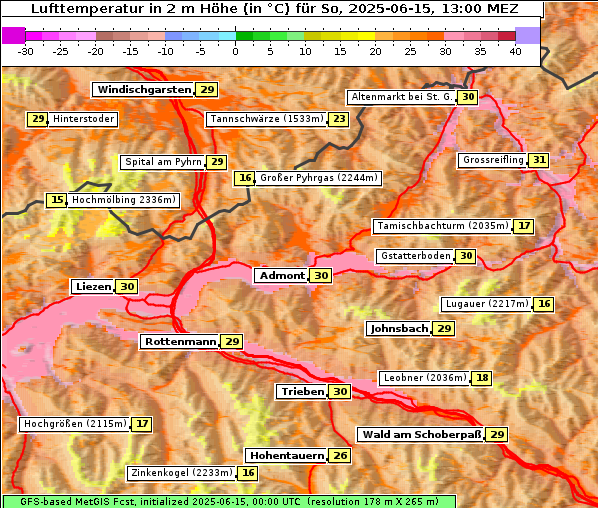 Temperatur, 15. 6. 2025