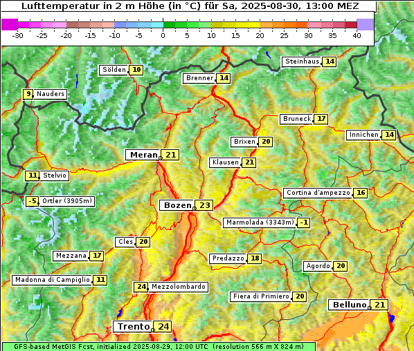 Temperatur, 30. 8. 2025