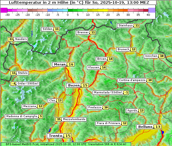 Temperatur, 19. 10. 2025