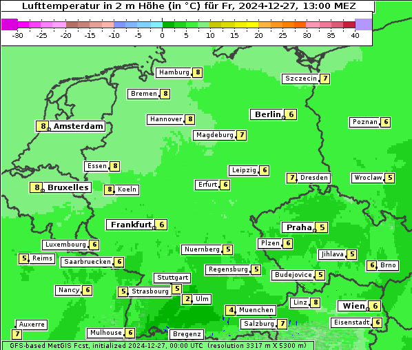 Temperatur, 27. 12. 2024