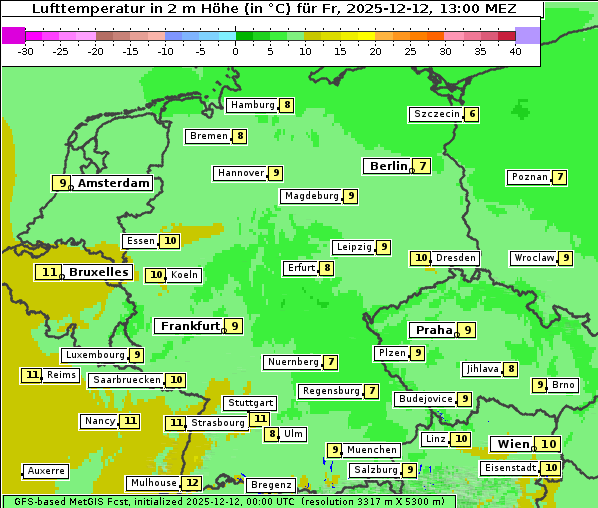 Temperatur, 12. 12. 2025