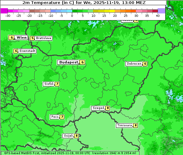 Temperatur, 19. 11. 2025