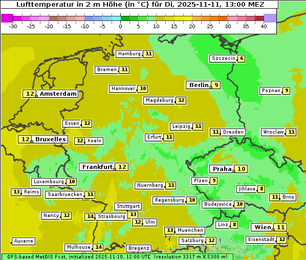 Temperatur, 11. 11. 2025