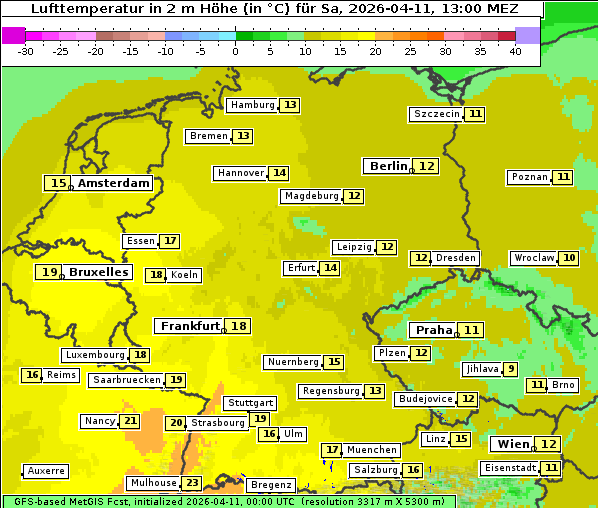 Temperatur, 11. 4. 2026