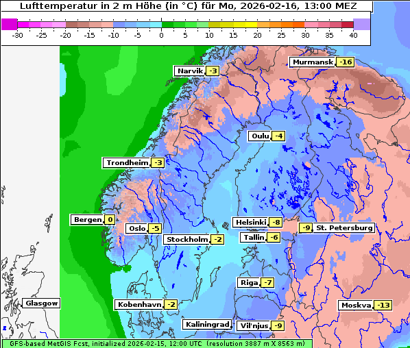 Temperatur, 16. 2. 2026