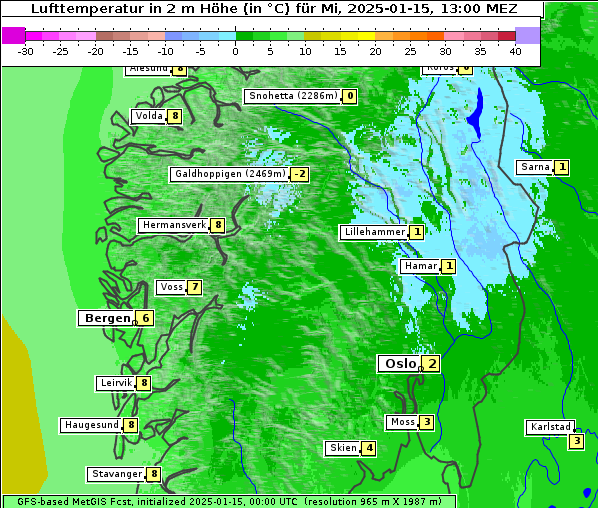 Temperatur, 15. 1. 2025