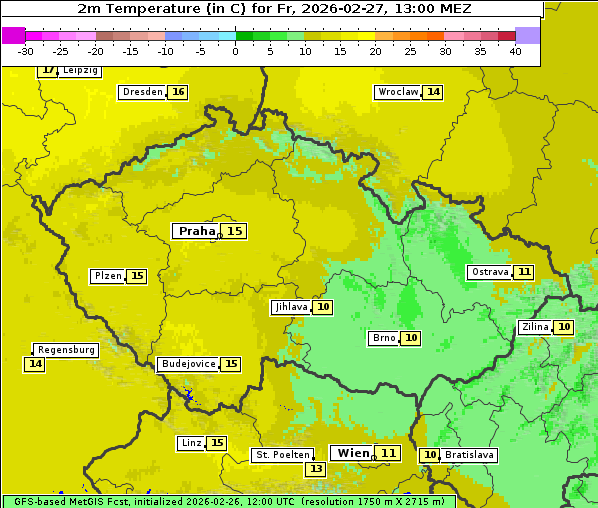 Temperatur, 27. 2. 2026