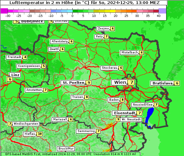 Temperatur, 29. 12. 2024