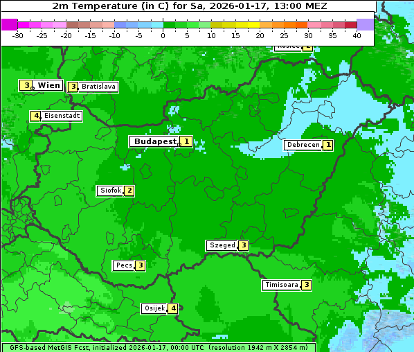 Temperatur, 17. 1. 2026