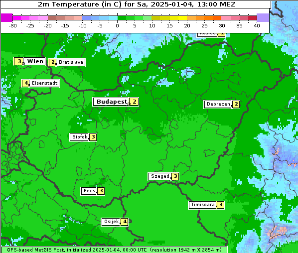 Temperatur, 4. 1. 2025