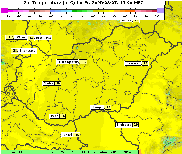 Temperatur, 7. 3. 2025