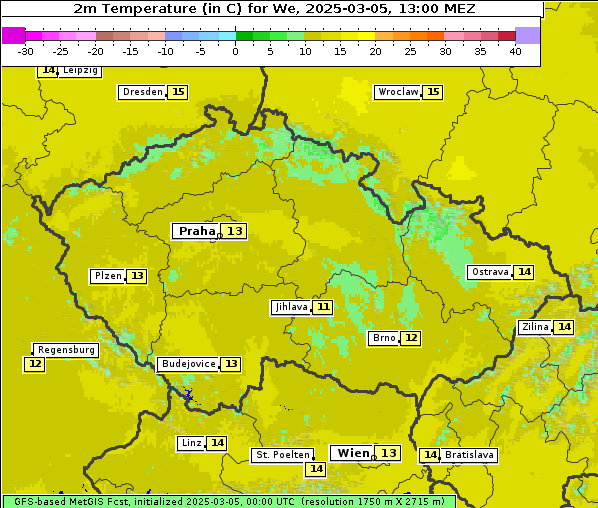 Temperatur, 5. 3. 2025