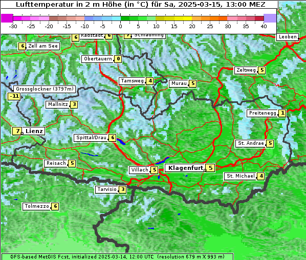 Temperatur, 15. 3. 2025