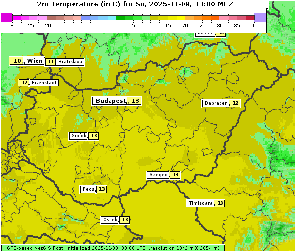 Temperatur, 9. 11. 2025