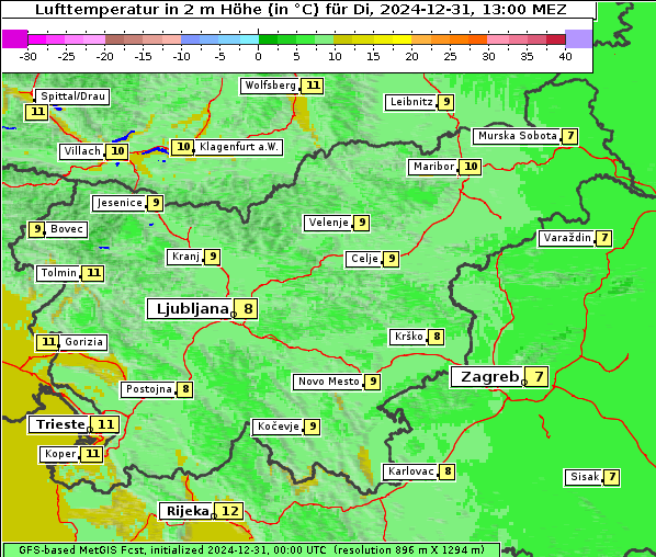 Temperatur, 31. 12. 2024