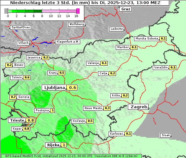 Niederschlag, 23. 12. 2025