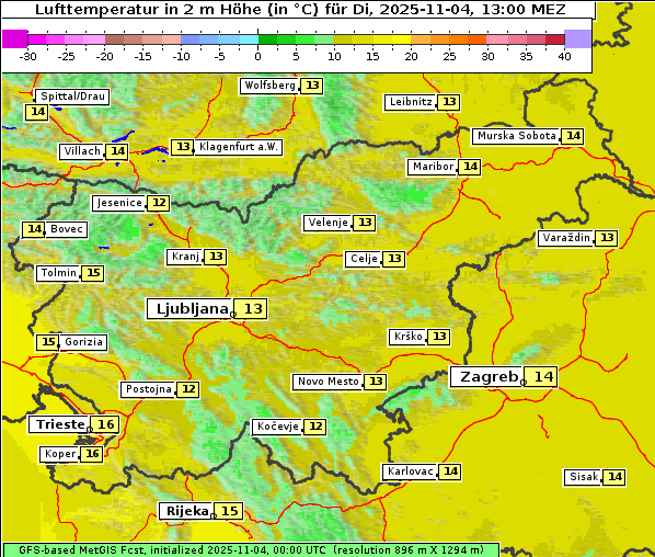 Temperatur, 4. 11. 2025