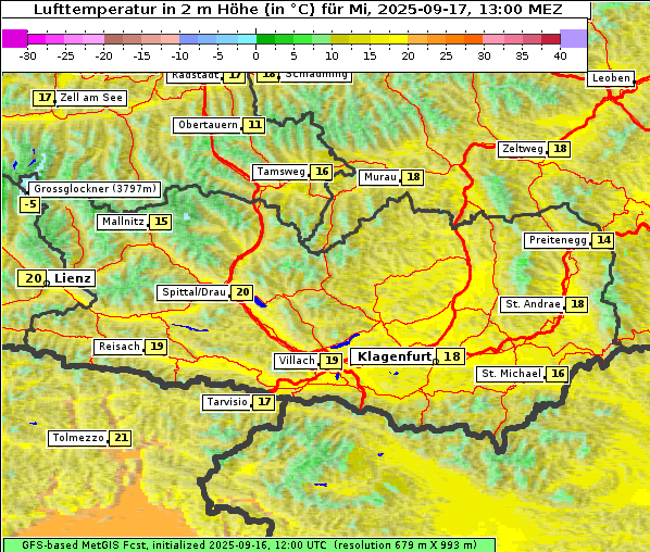 Temperatur, 17. 9. 2025