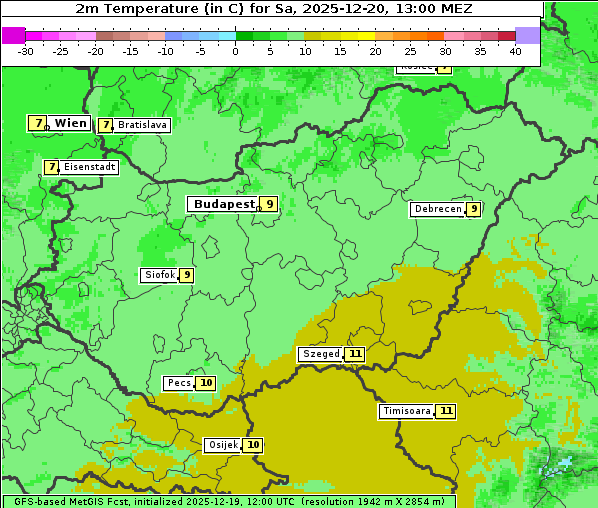 Temperatur, 20. 12. 2025