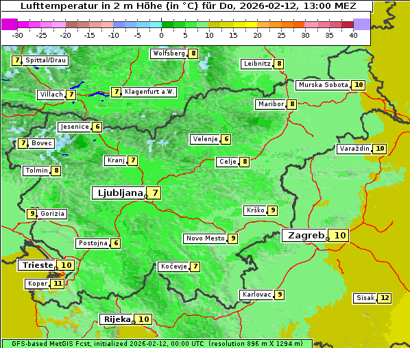 Temperatur, 12. 2. 2026