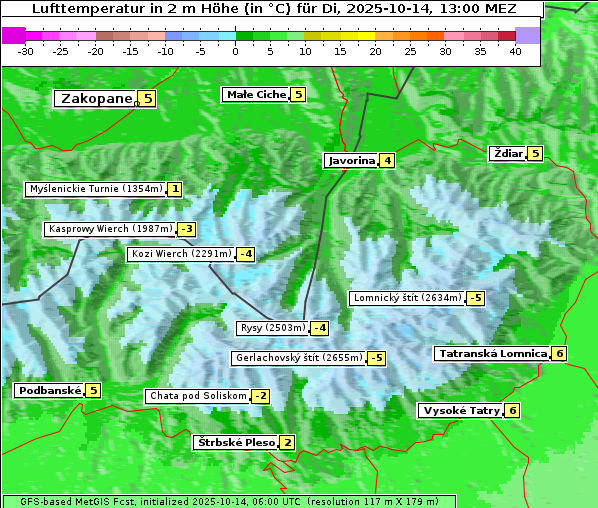 Temperatur, 14. 10. 2025