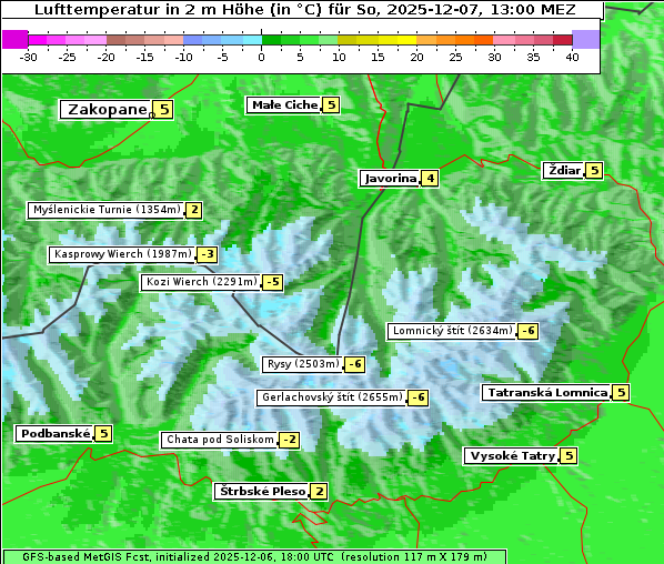 Temperatur, 7. 12. 2025