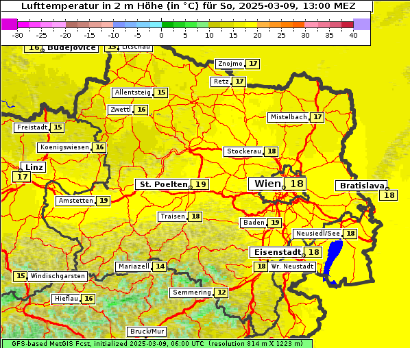 Temperatur, 9. 3. 2025