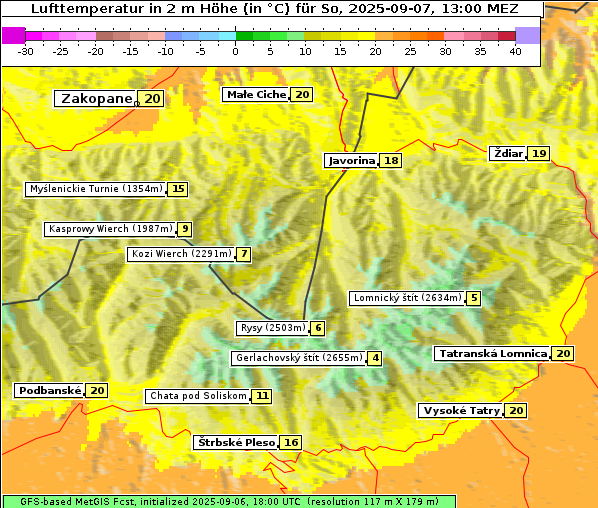 Temperatur, 7. 9. 2025