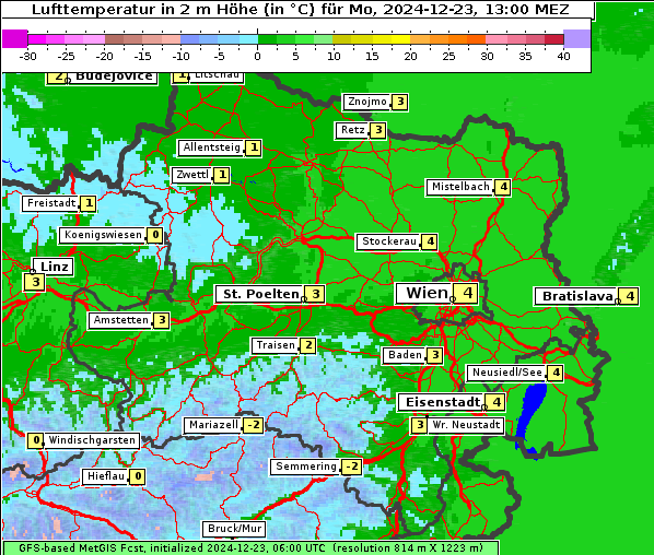 Temperatur, 23. 12. 2024