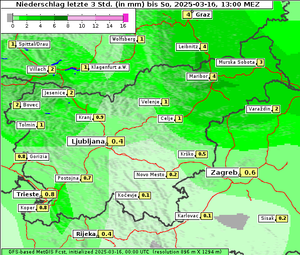 Niederschlag, 16. 3. 2025