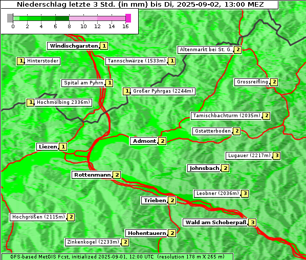 Niederschlag, 2. 9. 2025
