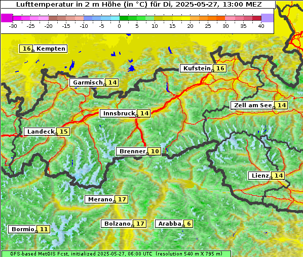 Temperatur, 27. 5. 2025