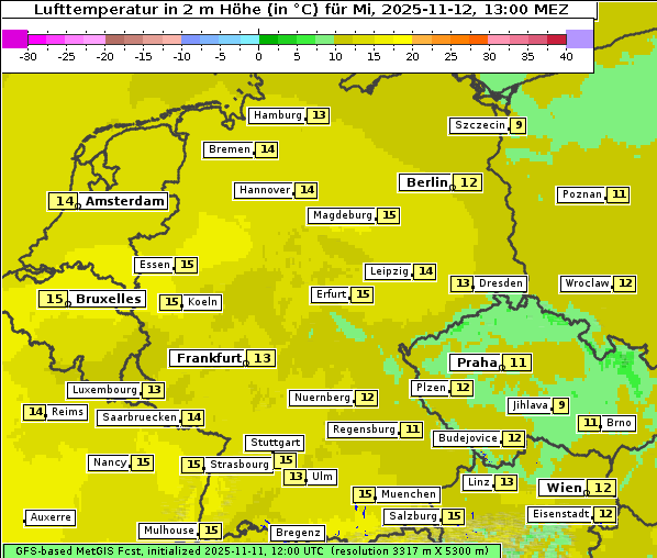 Temperatur, 12. 11. 2025