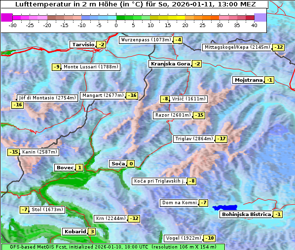 Temperatur, 11. 1. 2026