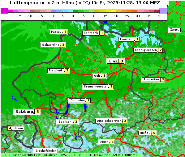 Temperatur, 28. 11. 2025