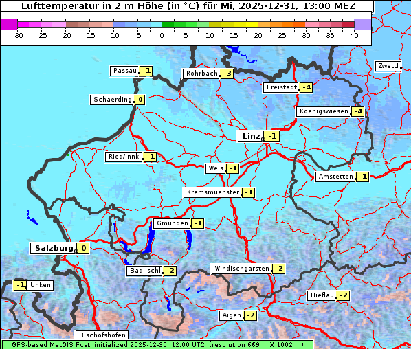 Temperatur, 31. 12. 2025