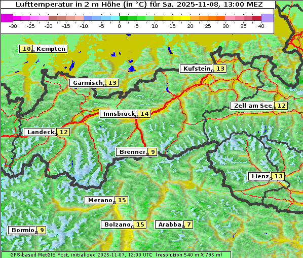 Temperatur, 8. 11. 2025