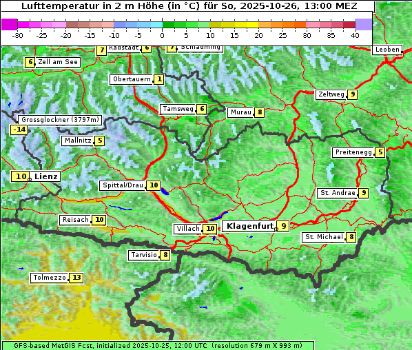 Temperatur, 26. 10. 2025