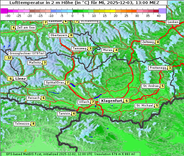 Temperatur, 3. 12. 2025