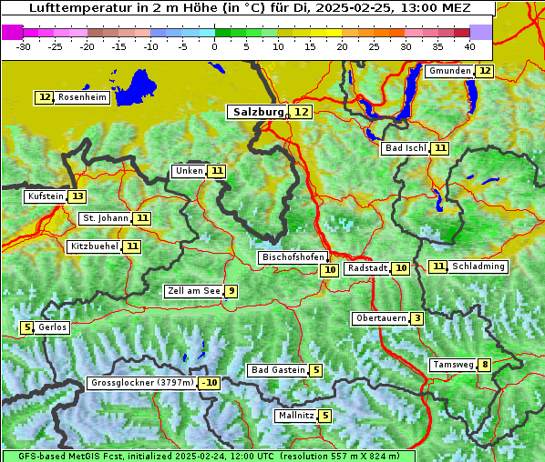 Temperatur, 25. 2. 2025