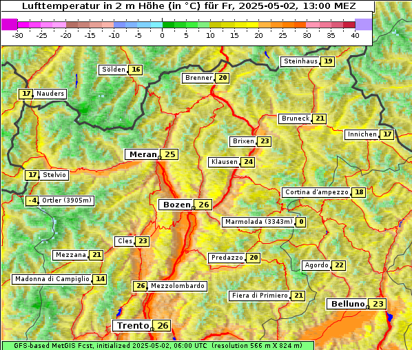 Temperatur, 2. 5. 2025