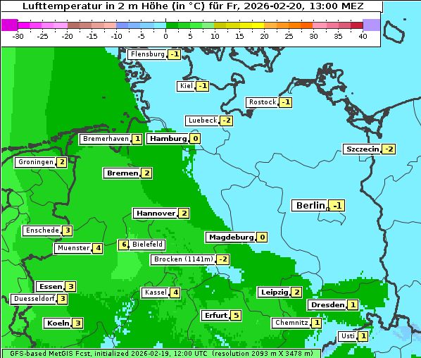 Temperatur, 20. 2. 2026