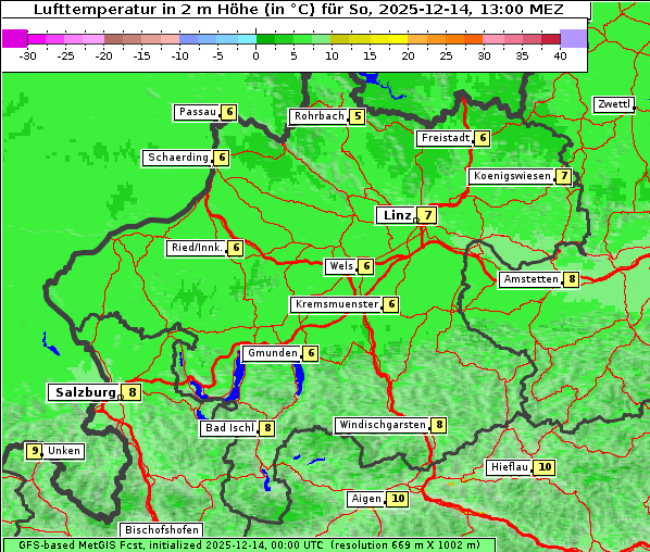 Temperatur, 14. 12. 2025